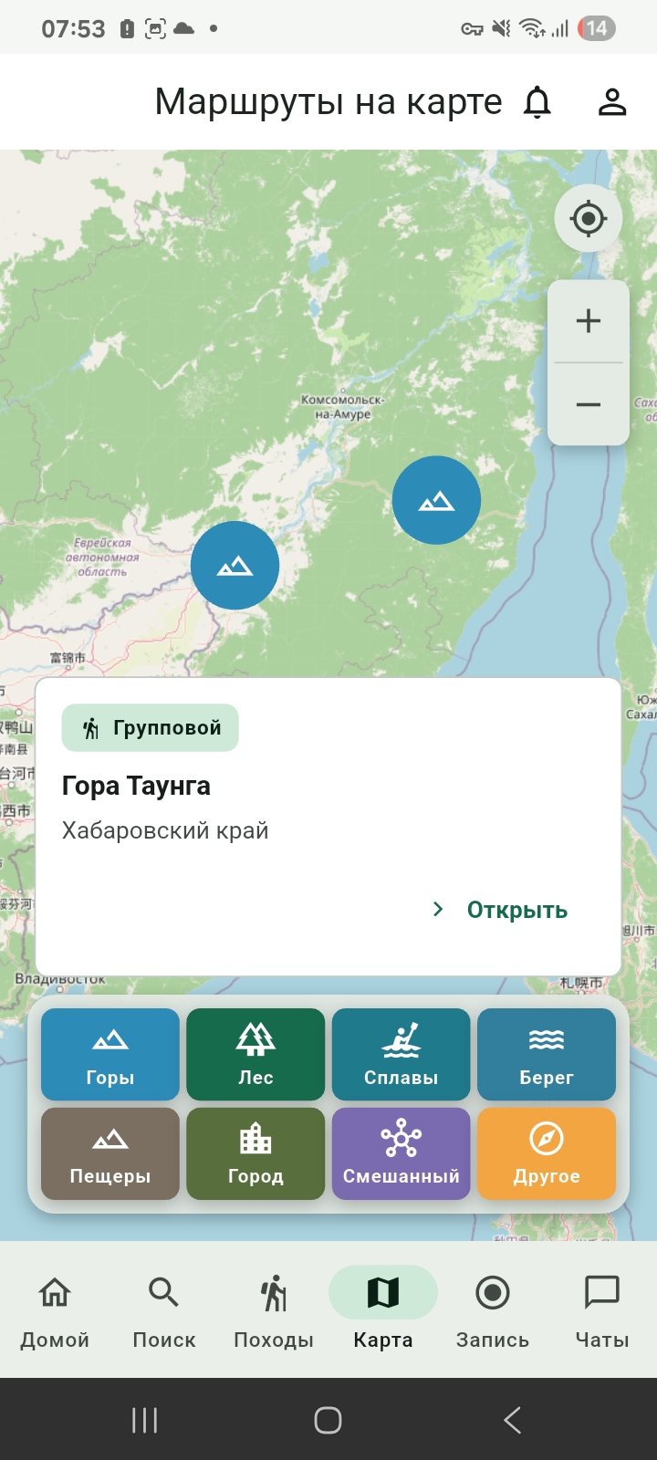 Routes map in Tordoki